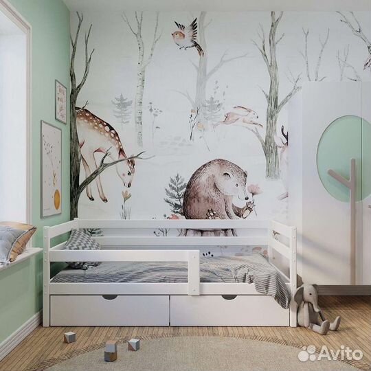 Кровать манеж массив березы с бортиком 160*80