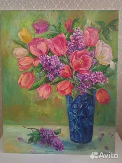 Букет цветов маслом на холсте