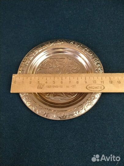 Мельхиоровый подстаканник с блюдцем СССР