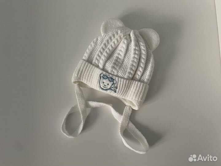 Шапка детская зимняя белая 0-3 мес