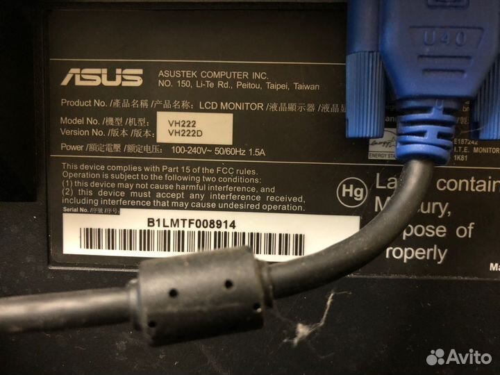 Мониторы Asus vh 222 и Philips 223v