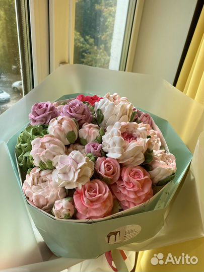 Цветы из зефира. Букет из зефира