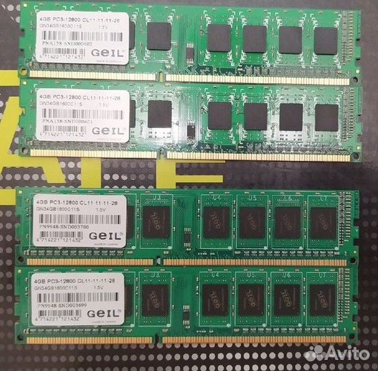 4 планки по 4 гб DDR3 1600 мгц