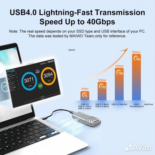 Maiwo 40 Гбит/с внешний корпус для SSD USB4.0