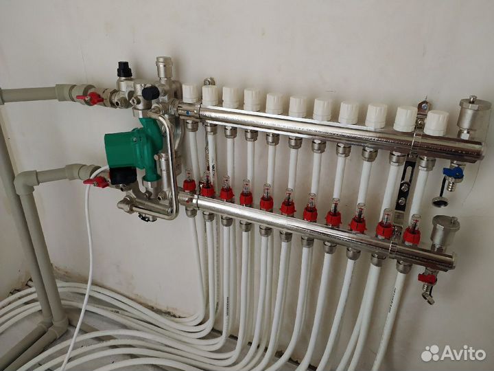 Монтаж отопления вода тёплый пол под ключ