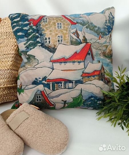 Чехол на подушку новогодний 2 шт в стиле hm home