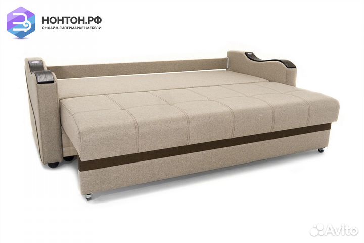 Диван еврокнижка Волна светло-коричневый