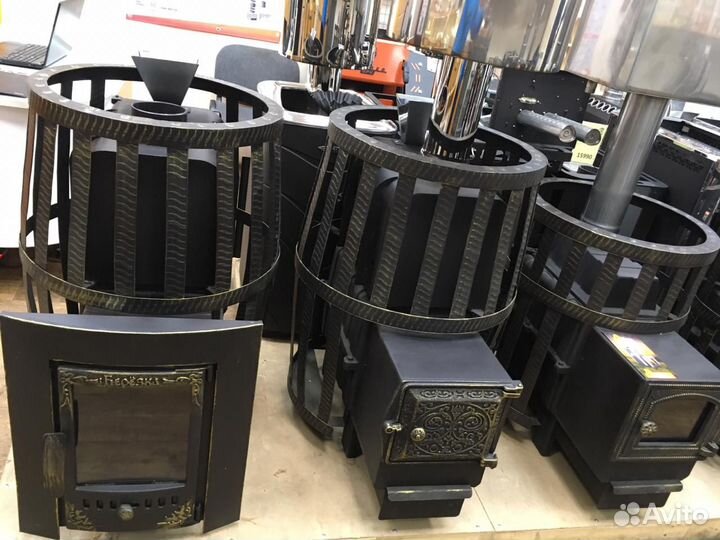Чугунные толстостенные банные печи