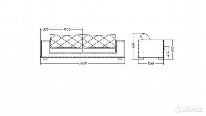 Диван прямой из кожи