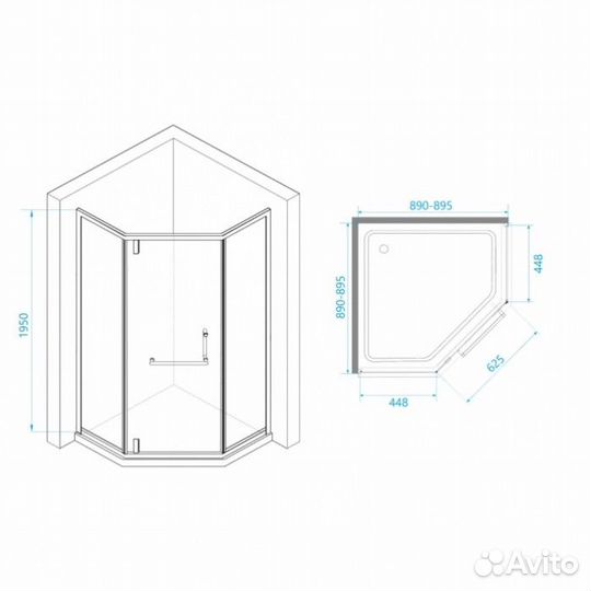 Душевой уголок RGW Hotel HO-084Gb 90x90 стекло прозрачное