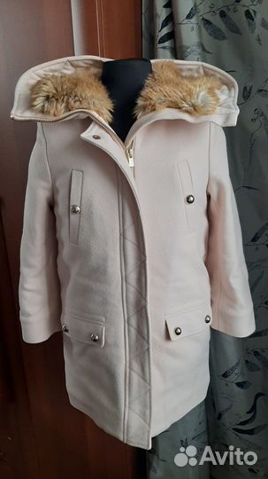 Пальто шерстяное 128 134 chloe розовое