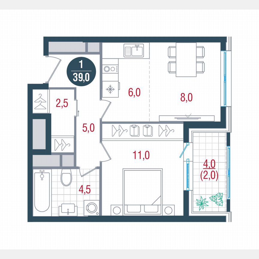 1-к. квартира, 39 м², 27/31 эт.