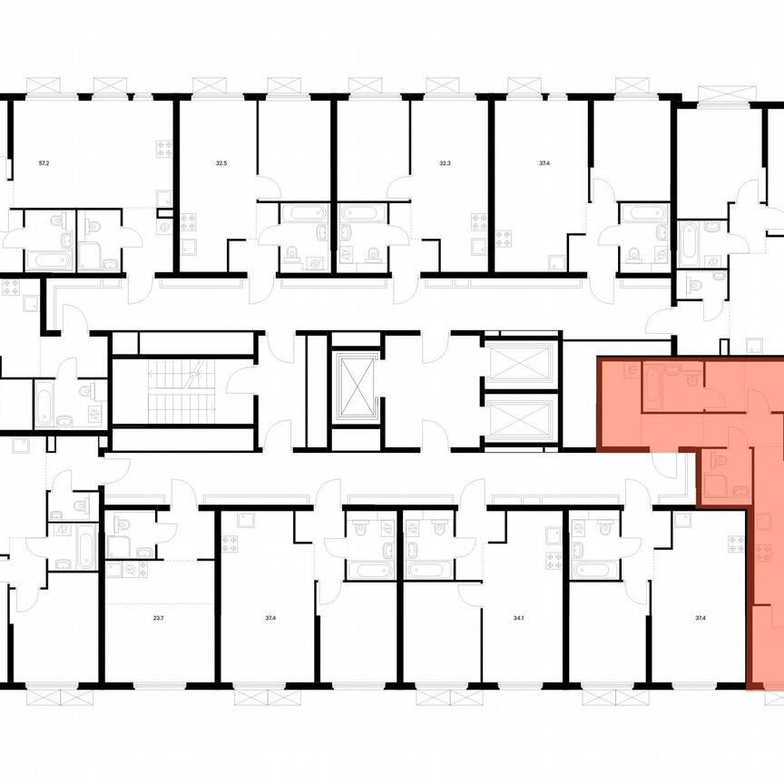 2-к. квартира, 63,6 м², 16/25 эт.