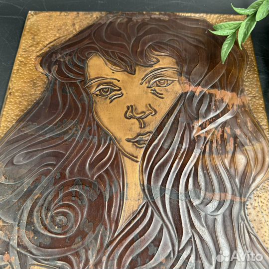 Панно Чеканка Картина Девушка Времён СССР