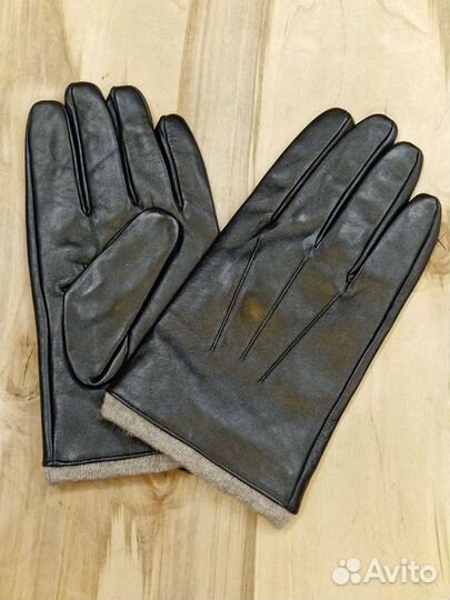 Мужские кожаные перчатки зимние новые, р.11