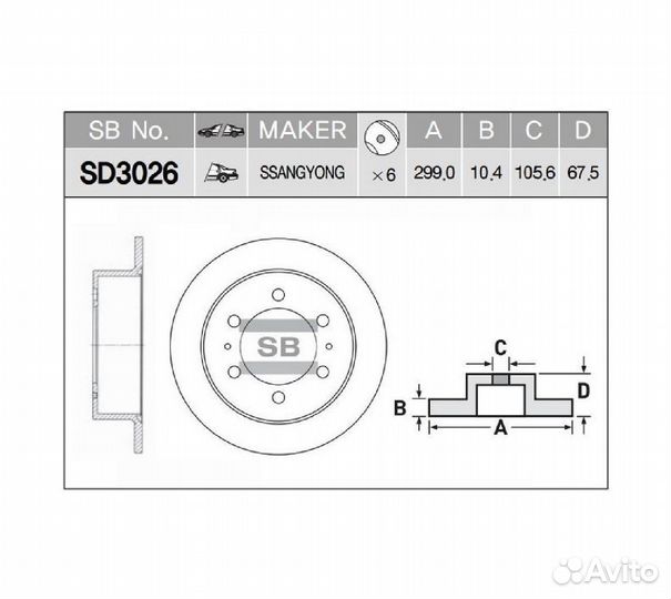 Диск тормозной ssangyong korando 96/musso