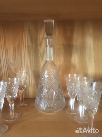 Графин и набор из 6 рюмок г. Гусь- Хрустальный