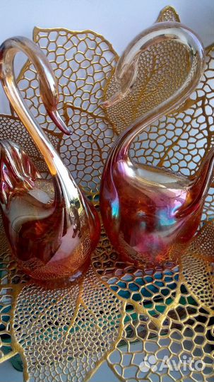 Лебеди.Чешское стекло