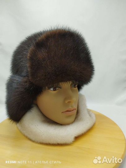 Шапка ушанка норковая женская