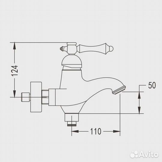 Смеситель для ванны Rose R0102, хром