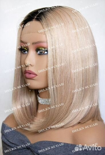 Парик на сетке блонд короткий