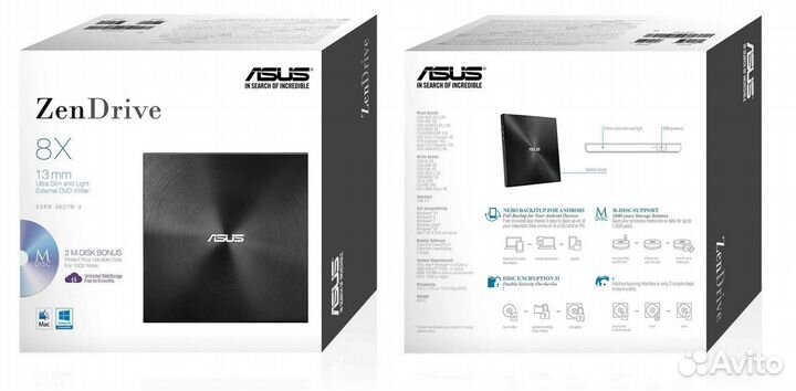 Внешний оптический привод asus sdrw-08U7M-U