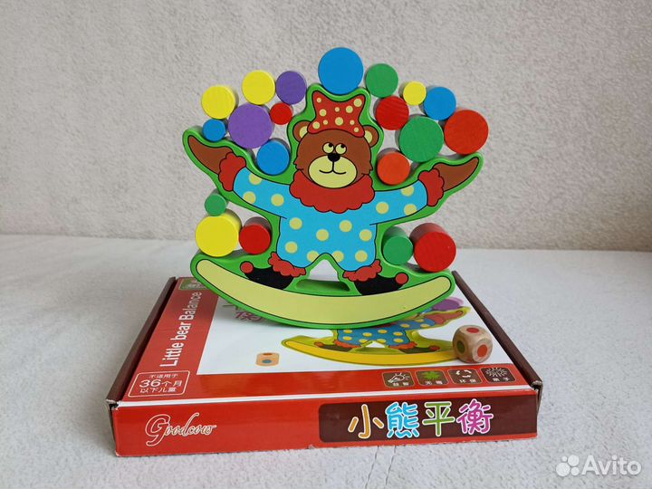 Игрушка развивающая балансир весы дерево 1,5-3 г