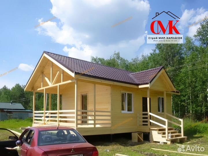 Дачный домик 9х6м с террасой и крыльцом