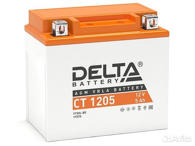 Аккумулятор для мотоцикла Delta AGM CT1205 5 Ah