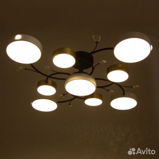 Люстра 'Ассами' 9хLED 216Вт 3000-6000К бело-золото