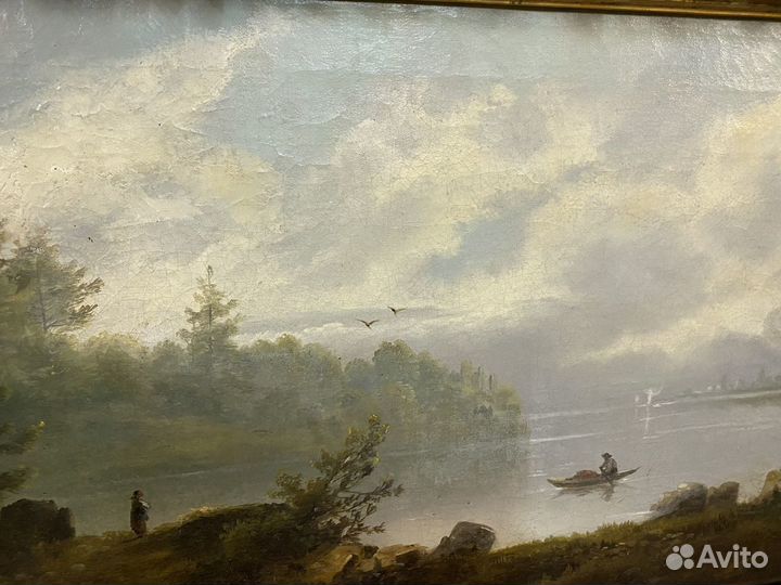Антикварная картина холст масло. Пейзаж