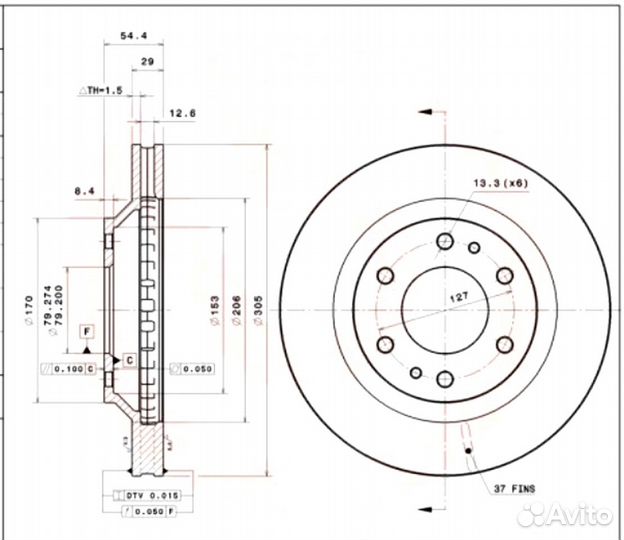 Тормозной диск перед, Шевролет трел блезер, Исудзу