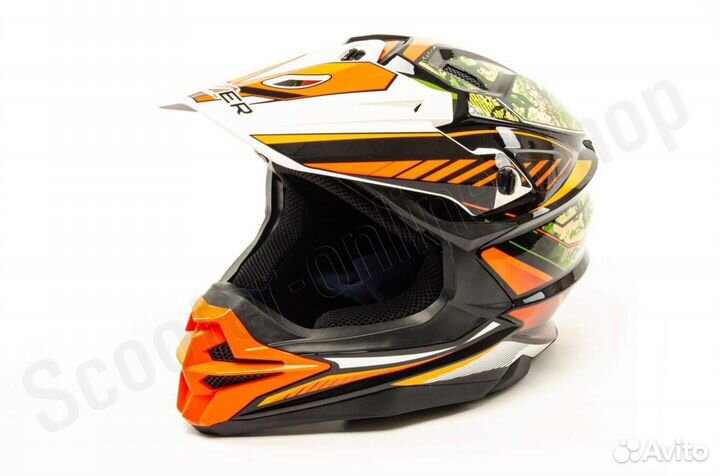 Шлем кроссовый hizer J6803 #5 (L) black/green/oran