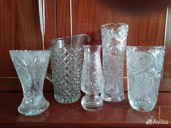 Вазы,кувшин, винтаж хрусталь,Дятьково Гусь-Хруст