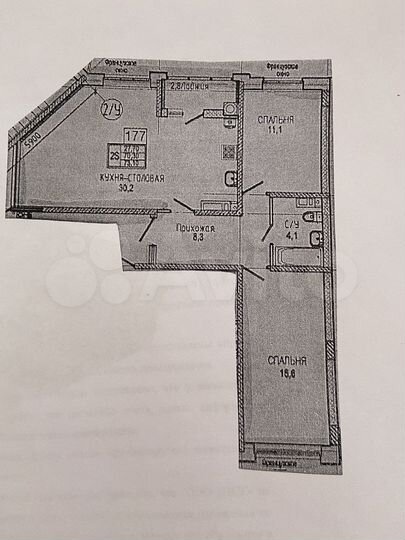 2-к. квартира, 73,1 м², 13/18 эт.