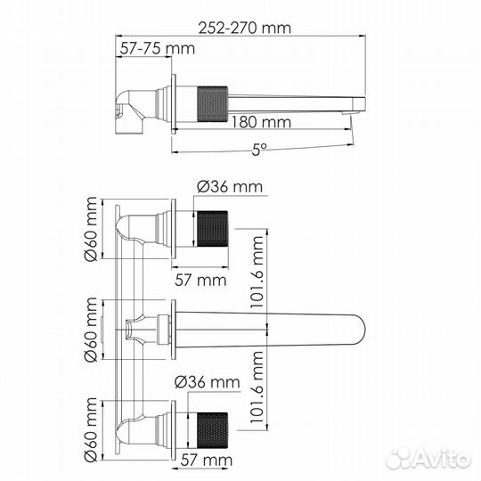 Встраиваемый смеситель для раковины Ems 7645