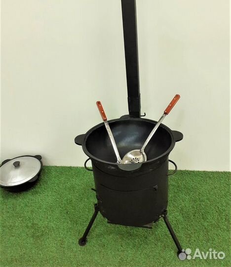 Комплект Казан чугунный+печь+шумовка