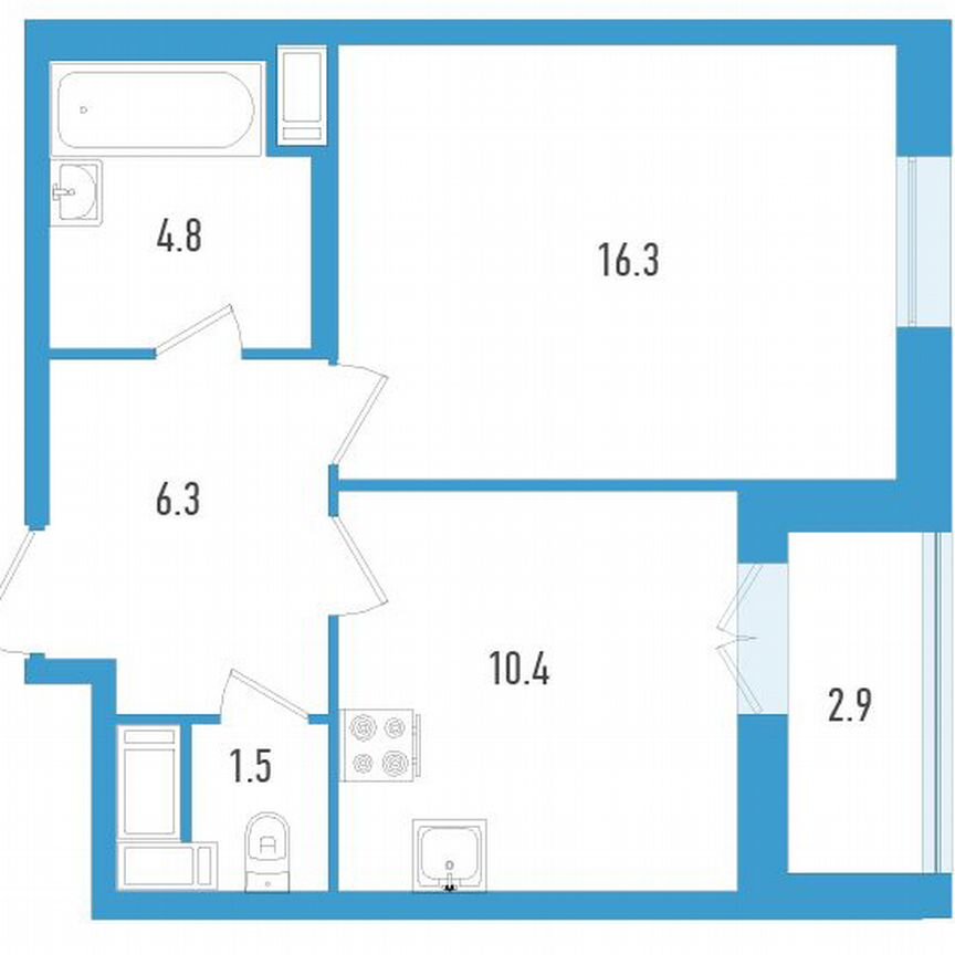 1-к. квартира, 40 м², 19/19 эт.