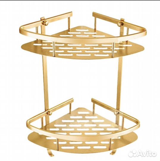 Угловая полка для ванной золото