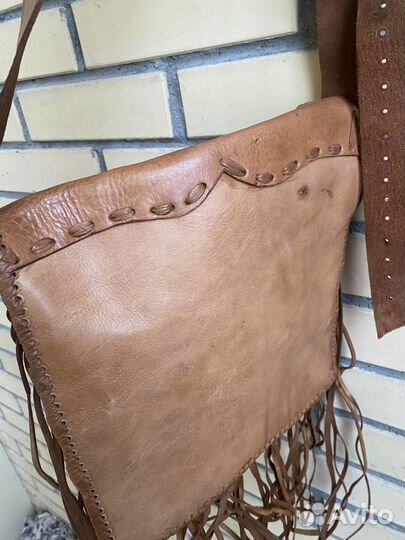 Сумка натуральная кожа хиппи винтаж