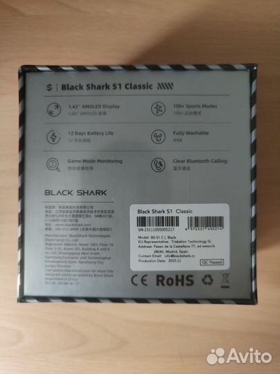 Смарт-часы xiaomi Black Shark S1 Classic новые