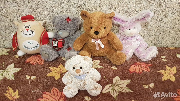Новые мягкие игрушки - медведи,заяц,кот