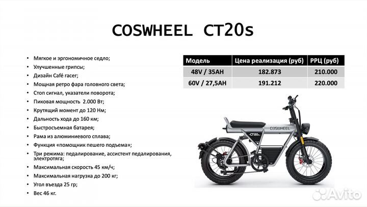 Электровелосипед coswheel CT20s