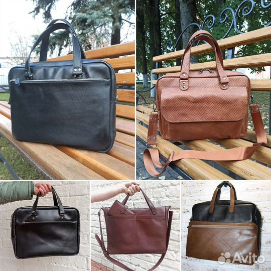 Кожаная сумка для ноутбука, новая