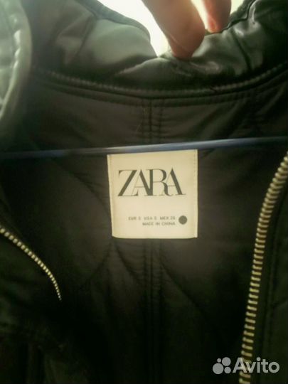 Куртка Zara экокожа стеганая