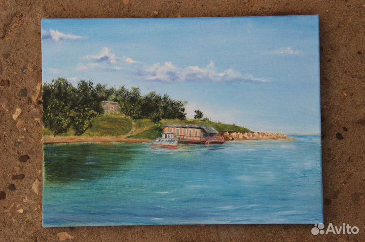 Картина маслом река Волга