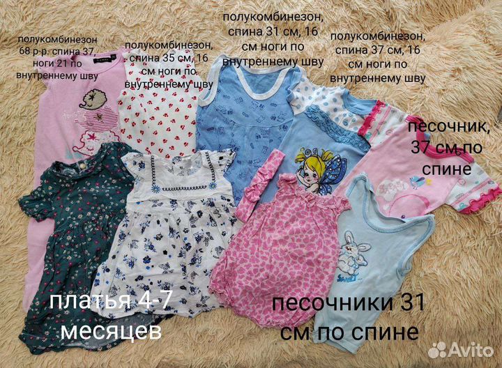 Вещи пакетом на девочку 3-7 месяцев