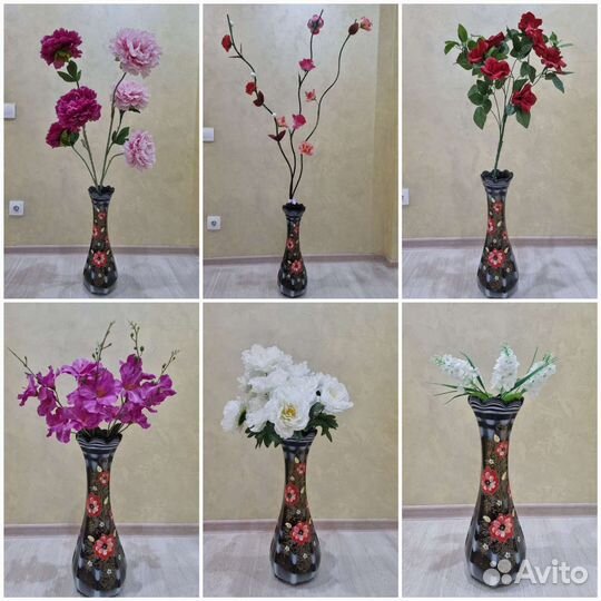 Цветы искусственные, ваза напольная