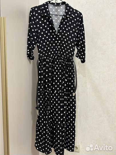 Платье черное в горошек 44-46
