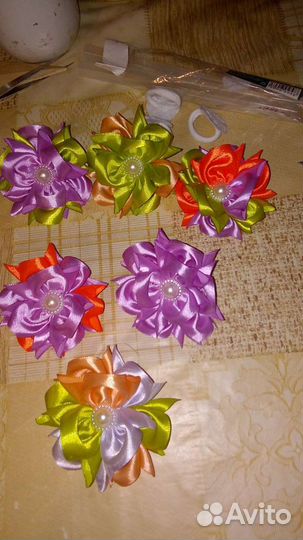 Заколочки канзаши на резиночках